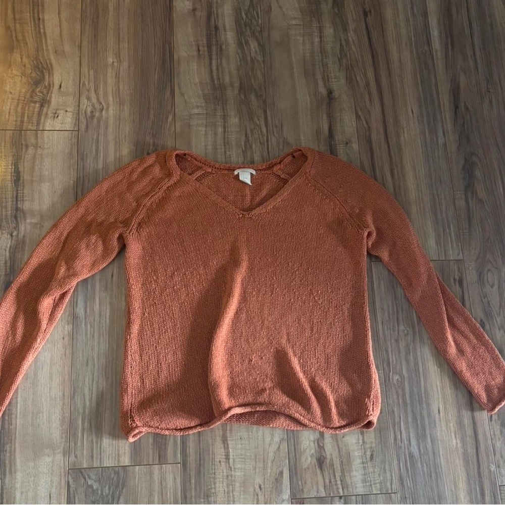 H&M Orange V-Neck Sweater